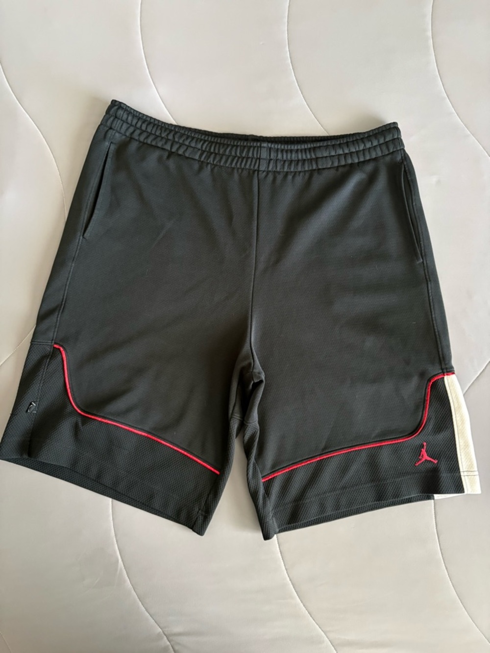 Jordan Black Basketball Shorts with Red Piping and White Side Panel Medium